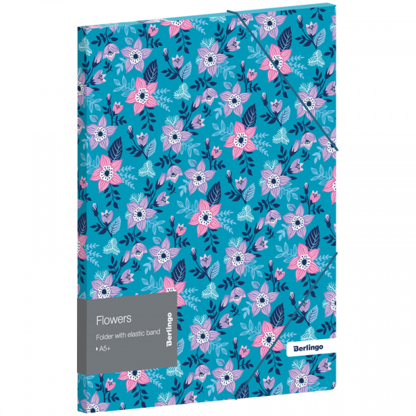 Папка для тетрадей на резинке Berlingo "Flowers" А5+, 600мкм, с рисунком FB5_A5501
