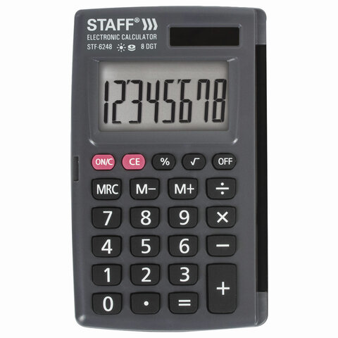 Калькулятор STAFF карманный STF-6248, 8 разрядов, двойное питание, 104х63мм
