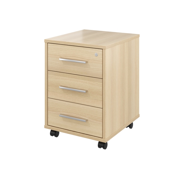 Тумба выкатная 3 ящика с замком 406х446х570, акация лорка31 Канцлер