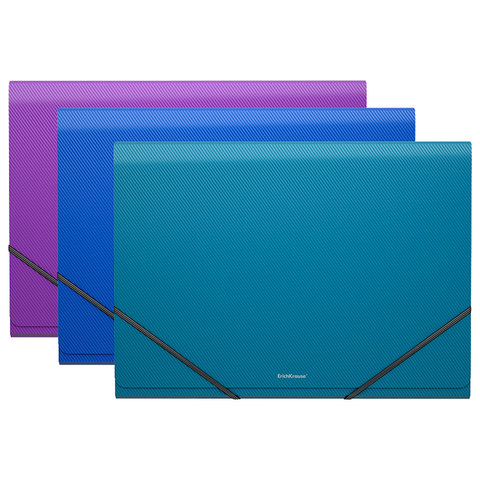 Папка на резинках ERICH KRAUSE "Glance Vivid", А4, 13 отделений, до 300 листов, 600 мкм, ассорти, 43