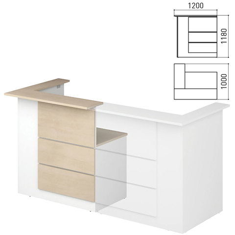 Стойка ресепшн "Профит", 1200х1000х1180 мм, угол правый, дуб шамони/белый (КОМПЛЕКТ)