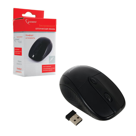 Мышь беспроводная оптическая GEMBIRD MUSW-219, USB, 2кн+1колесо-кнопка, черный 