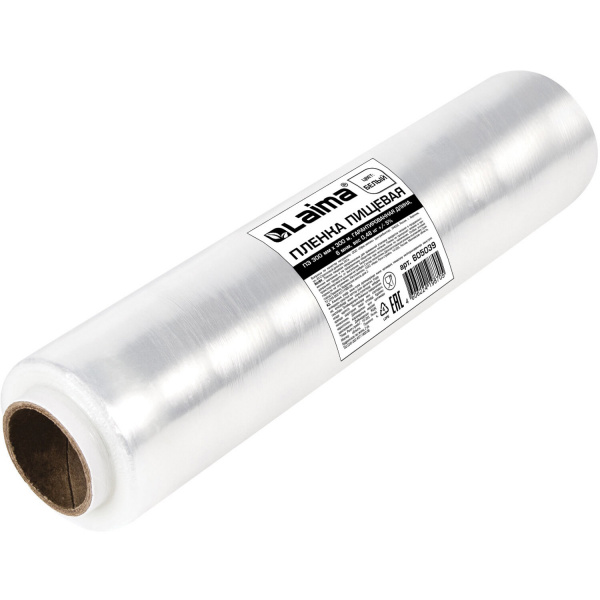 Пленка пищевая ПЭ 300 мм х 300 м, гарантированная длина, белая, 6 мкм, вес 0,63 кг +-5%, ЛАЙМА