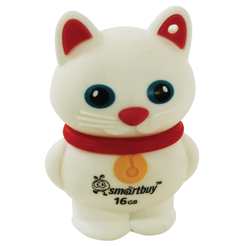 Флэш-диск сувенирный 16 GB, SMARTBUY Wild "Котенок", USB 2.0, белый, SB16GBCatW