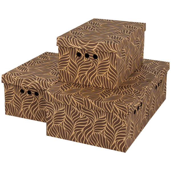 Короб для хранения из плотного микрогофрокартона 330х250х185 мм, КОМПЛЕКТ 4 шт, BRAUBERG HOME "Узор"