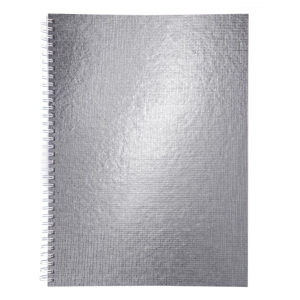 Тетрадь бумвинил А4 96 л., гребень, офсет №1, клетка, "СЕРЕБРО Metallic", HATBER, 077198, 96Т4бвВ1гр