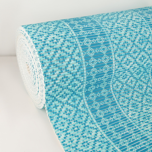 Коврик напольный ПВХ ширина 65 см, рулон 15 м "Квадраты", цвет голубой