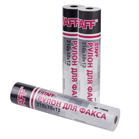 Рулон для факса 210 мм (диаметр 41 мм, длина 24 м, втулка 12 мм), STAFF "Manager"