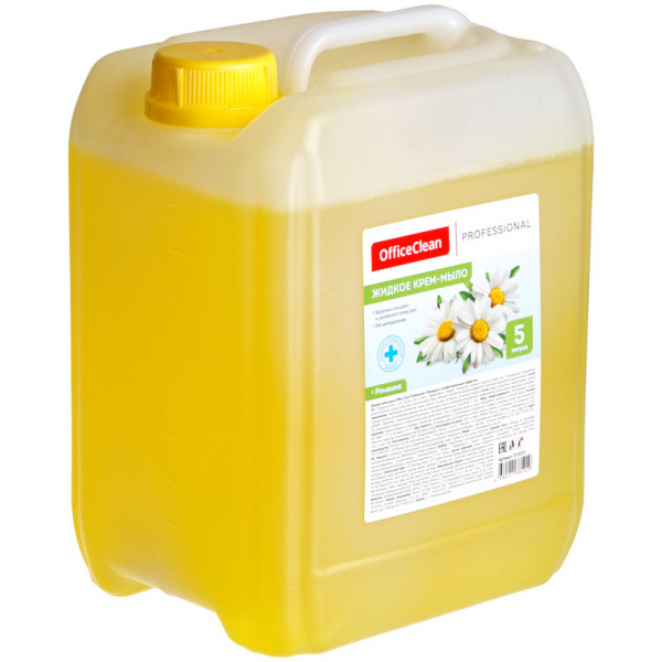 Мыло-крем жидкое 5л OfficeClean Professional "Антибактериальное", с ромашкой, канистра