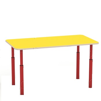 Стол прямоугольный , регулируемый с закругл. угл(желтый, м/к красный), М614 РЗ