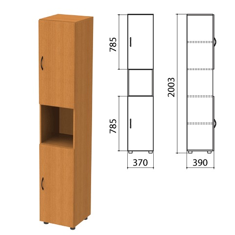 Шкаф полузакрытый "Фея", 370х390х2000мм, цвет орех милан 