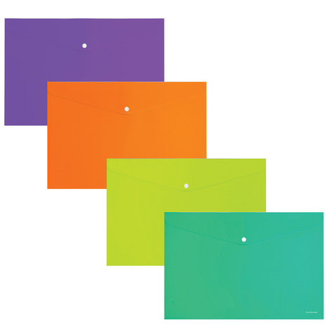 Папка-конверт с кнопкой ERICH KRAUSE "Envelope", А4, непрозрачная, до 100 л, 180 мкм, 42926 