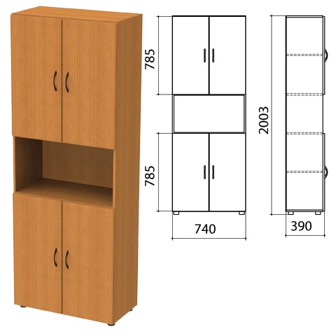 Шкаф полузакрытый "Фея", 740х390х2000мм, цвет орех милан 