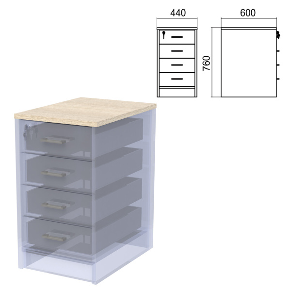 Крышка для тумбы приставной (АТ-07) "Арго" (ш440*г600*в22 мм), ясень шимо, А-707.60, ш/к32723