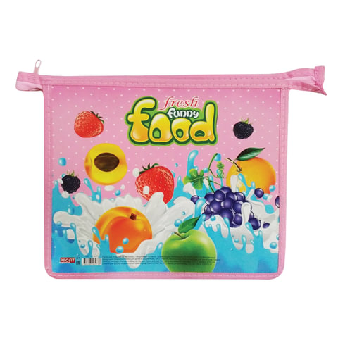 Папка для тетрадей А5, ламинат с цветной печатью, молния сверху, девочка, Фрукты, ПТ-6273