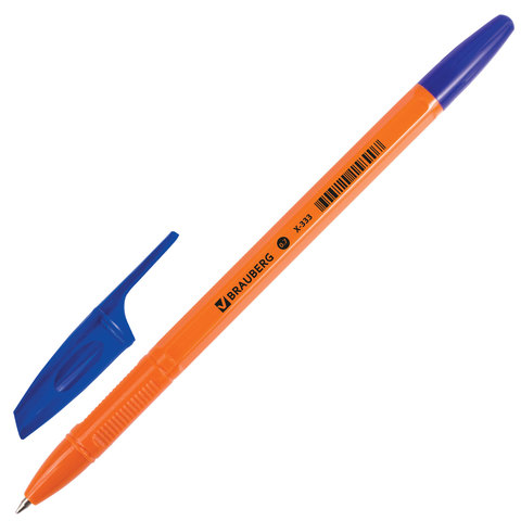 Ручка шариковая BRAUBERG "X-333 Orange", СИНЯЯ, корпус оранжевый, узел 0,7 мм, линия письма 0,35 мм,