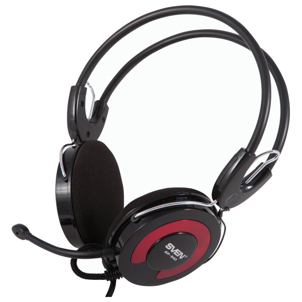Наушники с микрофоном (гарнитура) SVEN AP-540, проводные, 2,2 м, с оголовьем, черно-красные, SV-0410 Наушники с микрофоном (гарнитура) SVEN AP-540, проводные, 2,2 м, с оголовьем, черно-красные, SV-0410