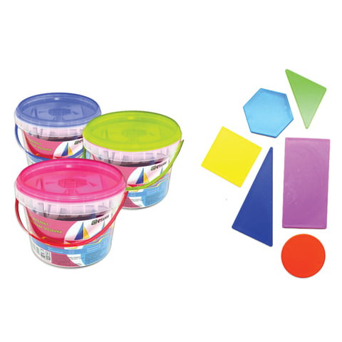 Счетные материалы СТАММ "Геометрическая мозаика" прямоуг., квадр., круг, шестиуг., треуг., пл.ведро,