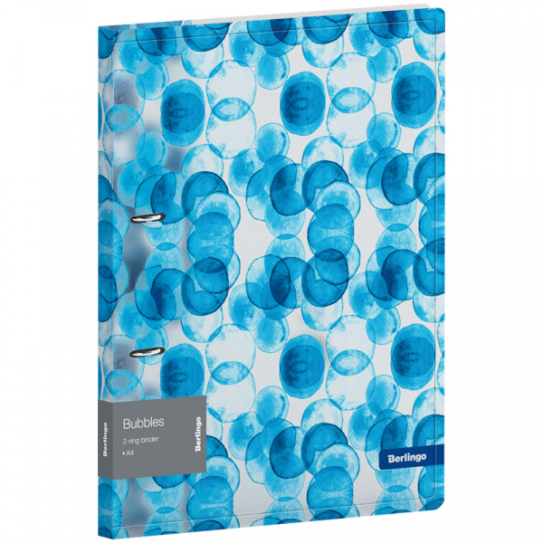 Папка на 2 кольц Berlingo "Bubbles", 24мм, 600мкм, D-кольца, с внутр. карм, прозр, с рис. RB4_2D601