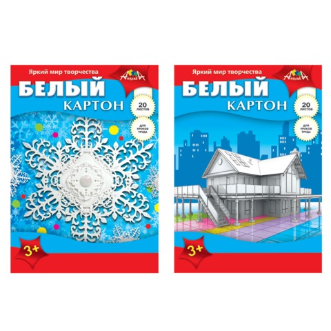 Белый картон А4 200*285мм АППЛИКА, 20л., лакиров. обл., С2621