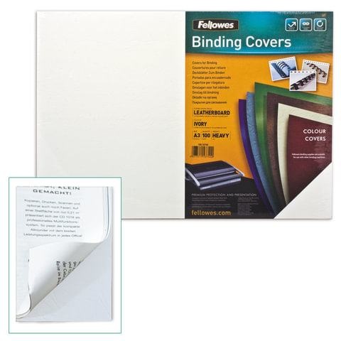 Обложки д/переплета FELLOWES Delta (тиснение под кожу) набор 100шт, А3, карт250г/м,слон.костьFS53740