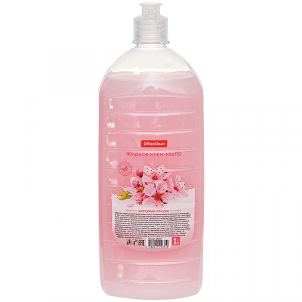 Мыло-крем жидкое 1л OfficeClean "Цветущая сакура", с дозатором
