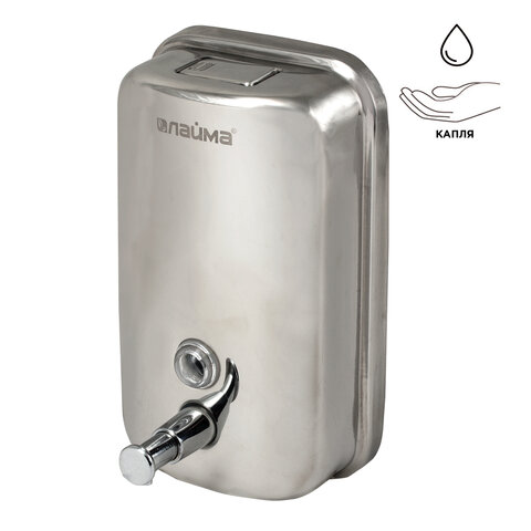 Диспенсер для жидкого мыла ЛАЙМА, наливной, 1л, нерж. сталь, (мыло 600189-190, 601431-433), 601796