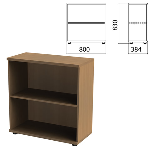 Шкаф (стеллаж) "Эко/Этюд", 768х370х842 мм, полка, орех, 908840-190