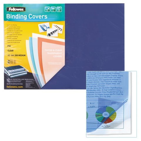 Обложки д/переплета FELLOWES, КОМПЛЕКТ 100шт, Transparent, А3, пластик 200мкм, прозрачные, FS-53764