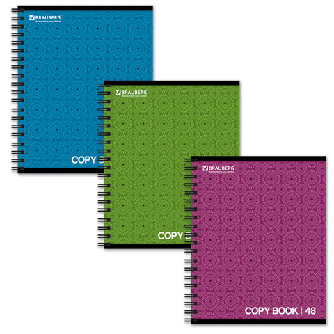 Тетрадь 48л. клетка BRAUBERG, на спирали, обл.мел.карт., монохром2, ассорти