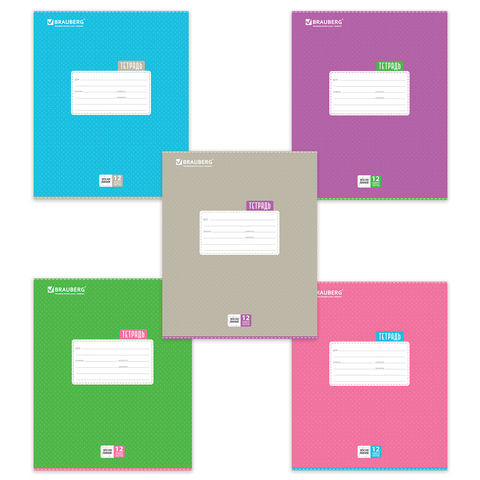 Тетрадь 12л. BRAUBERG, косая линия, обложка картон, ТОЧКИ
