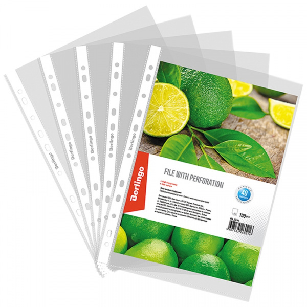 Папка-вкладыш с перфорацией Berlingo, А4, 40мкм, матовая AFp_04106