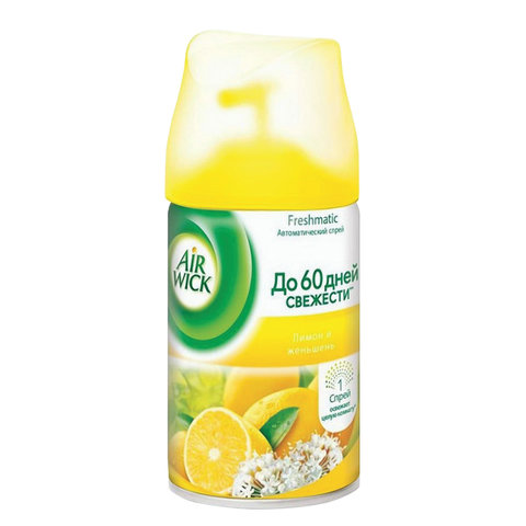 Картридж аэрозольный AIRWICK (Эйрвик) 250мл, "Лимон и женьшень", ш/к02191,(дисп.600582-83,601838-39)