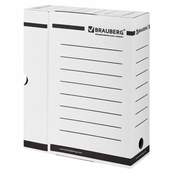 Короб архивный с клапаном А4 (260х325 мм), 100 мм, до 900 л, плотный, микрогофрокарт, БЕЛЫЙ BRAUBERG