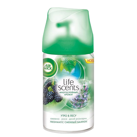 Картридж аэрозольный, 250 мл, AIRWICK (Эйрвик) LifeScents, "Утро в лесу", диспенсеры 600582-83, 6018