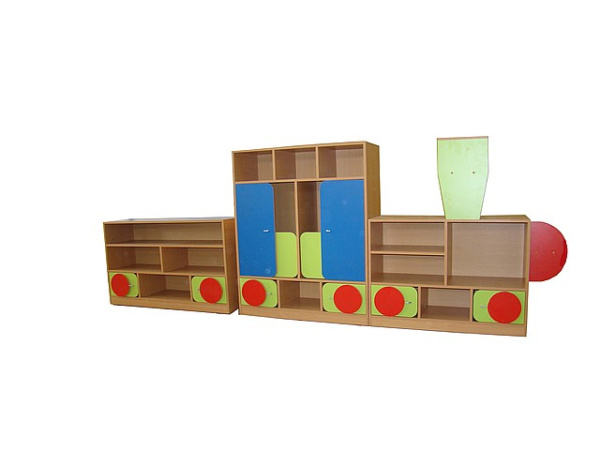 Стенка для игрушек "Паровозик" Цвет: полностью цветной. ШхГхВ: 3500*350*1220