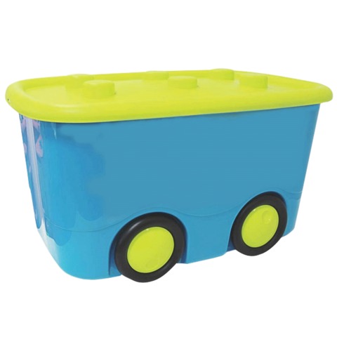 Ящик 25 л, с крышкой, для хранения, детский, на колесах, "Мобби", 41х32х60 см, бирюзовый