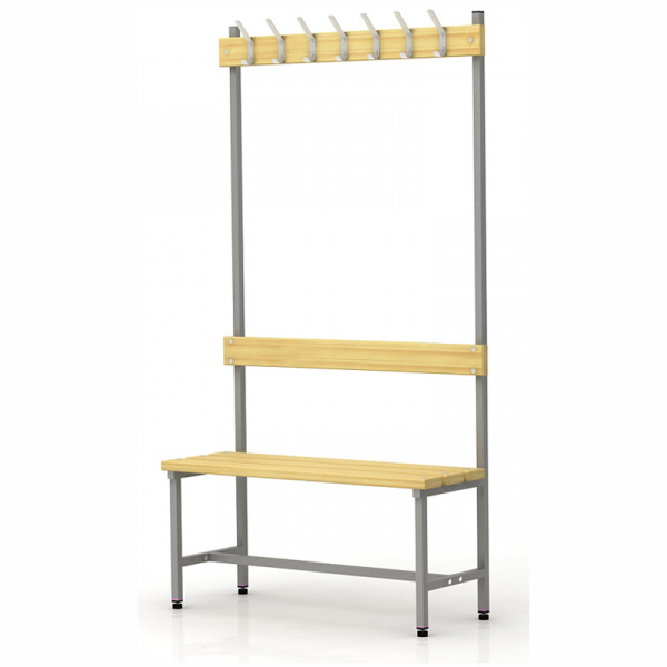 Вешалка односторонняя со скамьей на металлокаркасе Надежда П-091Д/1,0, сосна, 1818*980*370