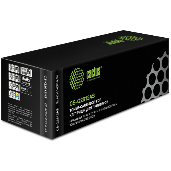 Картридж лазерный HP (Q2612A) LaserJet 1018/3052/М1005, рес. 2000 стр. CACTUS СОВМЕСТИМЫЙ