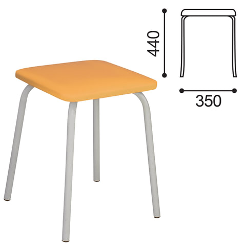 Табурет РС01-03, серебристый каркас, бежевый кожзам, РС.01/03-523-05