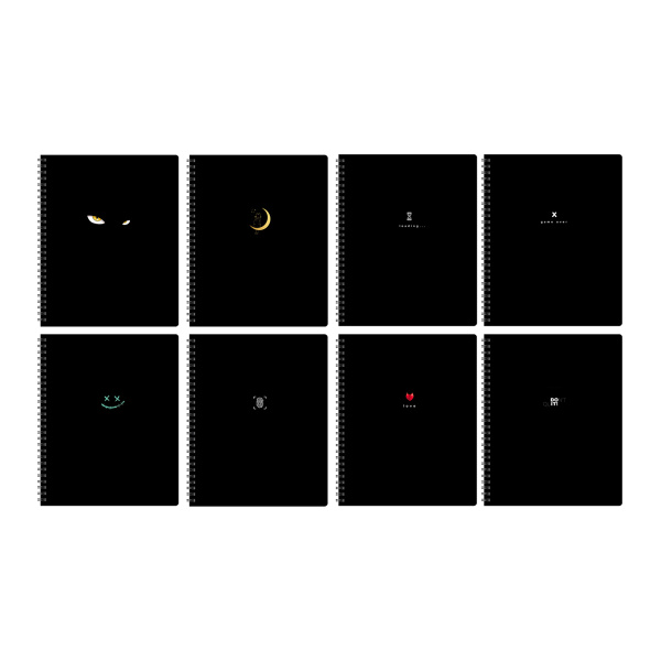 Тетрадь 80л. клетка на спирали BG "In black", выб. лак, двойная обложка