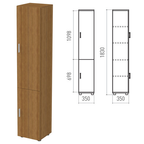 Шкаф закрытый "Канц", 350х350х1830мм, цвет орех, К6.9 (КК32.9+ДК32.9+ДК36.9)