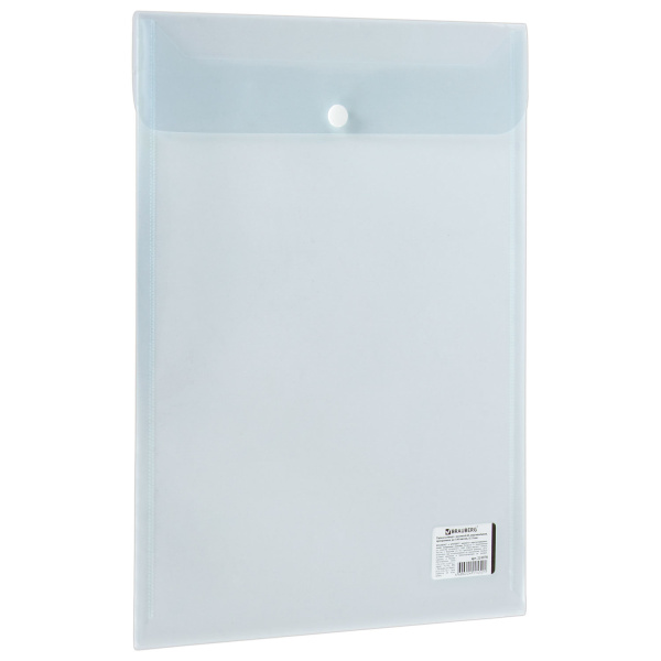 Папка-конверт с кнопкой BRAUBERG А4, вертикальная, прозрачная, до 100 листов, 0,15мм, 224978 Папка-конверт с кнопкой BRAUBERG А4, вертикальная, прозрачная, до 100 листов, 0,15мм, 224978