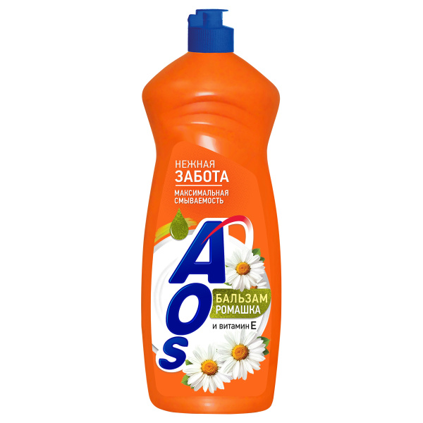 Средство для мытья посуды AOS 900мл "Бальзам Ромашка и Витамин Е"