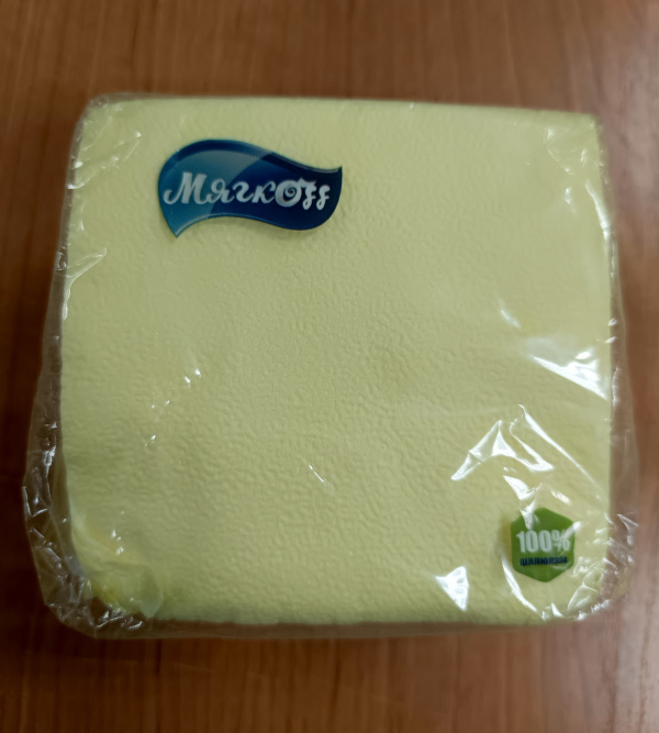 Салфетки "Мягкоff" 24х24см 100л 1-но слойные пастель желтые ФР-00002346