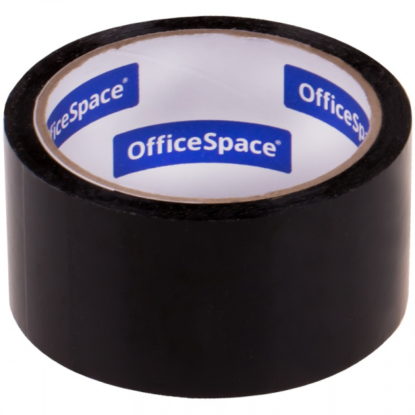 Клейкая лента цветная 48мм*40м OfficeSpace 45мкм, черная, ШК
