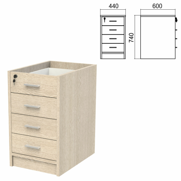 Тумба (каркас БЕЗ КРЫШКИ) пристав."Арго" (ш440*г600*в740 мм), 4 ящика, замок, шимо, АТ-07, ш/к32679
