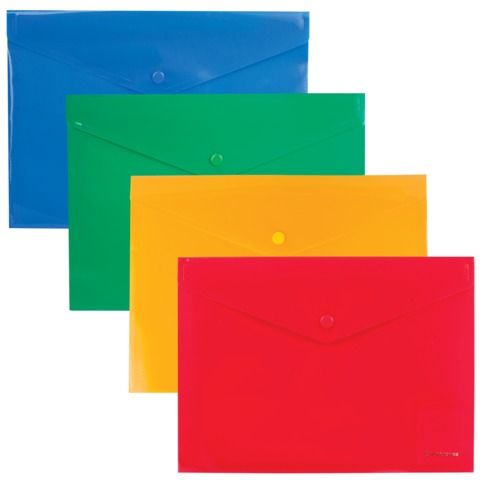 Папка-конверт с кнопкой непрозрачная ERICH KRAUSE "Envelope Folder" B5, диаг, 4цв.ассорти, 0,18мм, 2 Папка-конверт с кнопкой непрозрачная ERICH KRAUSE "Envelope Folder" B5, диаг, 4цв.ассорти, 0,18мм, 2