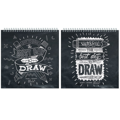 Альбом для эскизов (скетчбук), крафт-бумага 250х250мм, 80г/м, 60л, гребень, жёстк. подложка, 2616