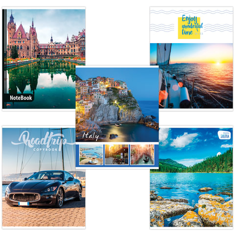 Тетрадь 48л. линия BRAUBERG, обложка мелованный картон, блок офсет белый, "Микс"